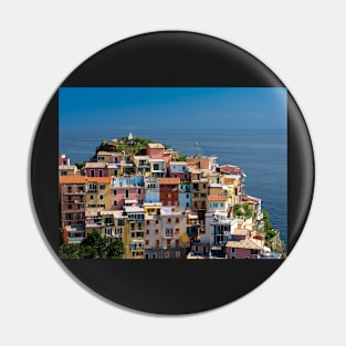 View on the cliff town of Manarola, one of the colorful Cinque Terre on the Italian west coast Pin