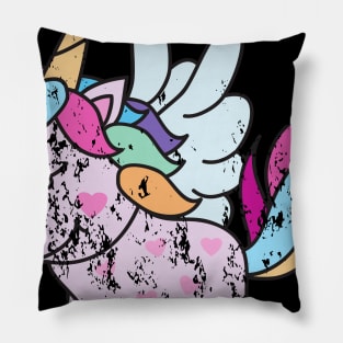 Retro Vintage Grunge Valentine's Day Unicorn Pillow