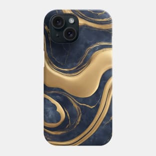 Preppy Boho Chic Minimalist Blue and Gold Marble Phone Case