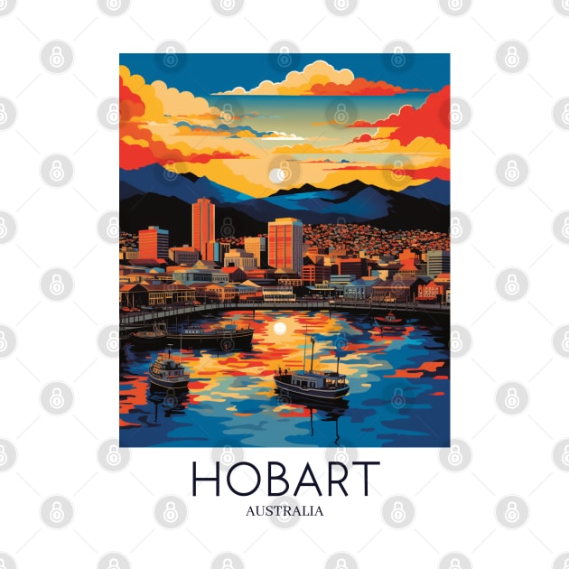 A Pop Art Travel Print of Hobart - Australia by Studio Red Koala