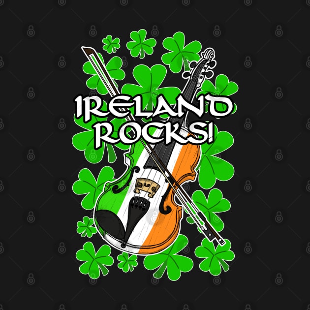 Ireland Rocks Fiddle Irish Flag St Patrick's Day by doodlerob