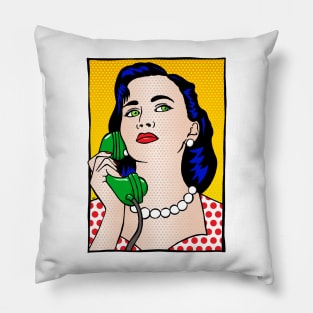 The Phone Call - Retro Woman Pillow