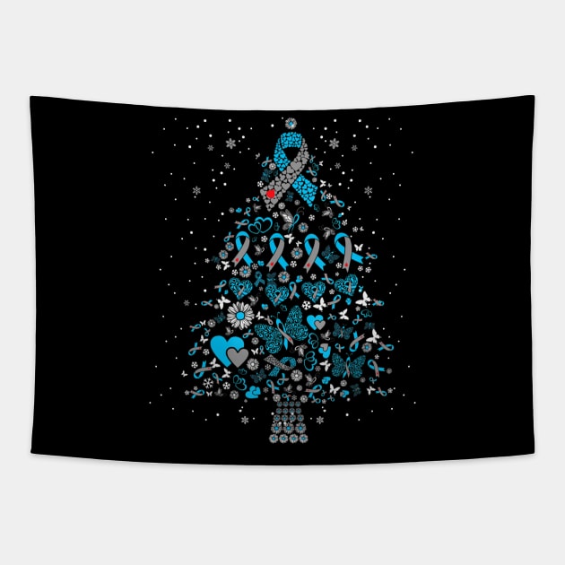 Diabetes Tree Ribbon Christmas Tapestry by thuylinh8