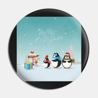 Christmas Penguins Pin