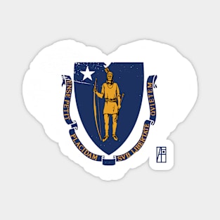 U.S. State - I Love Massachusetts - Massachusetts Flag Magnet