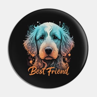 Colorful dog portrait - Best Friend Pin