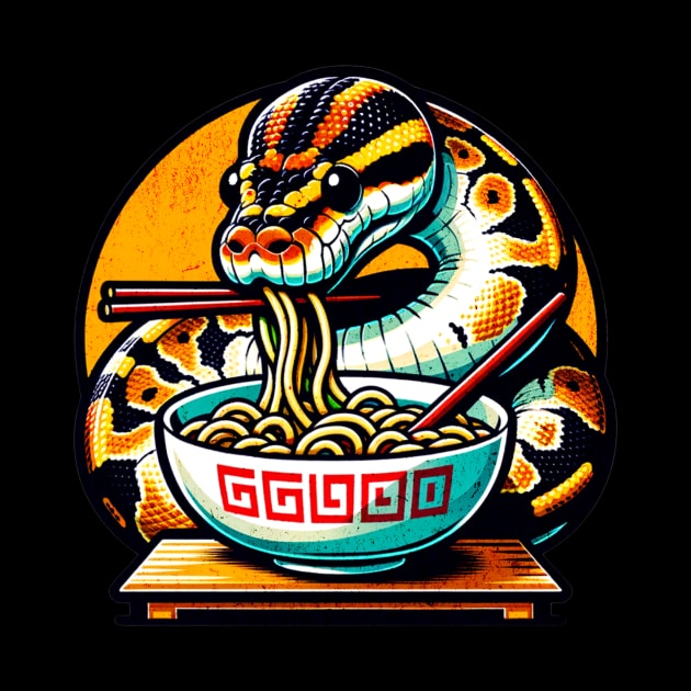 Ball Python Eating Ramen, Cute Kawaii Japan Snake Reptile Lover by ThatVibe