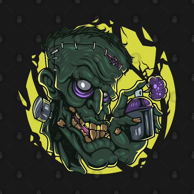 Zombie Head Mascot Spray by Mako Design 