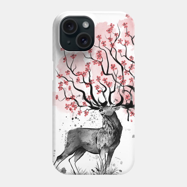 Sakura Deer Phone Case by DrMonekers