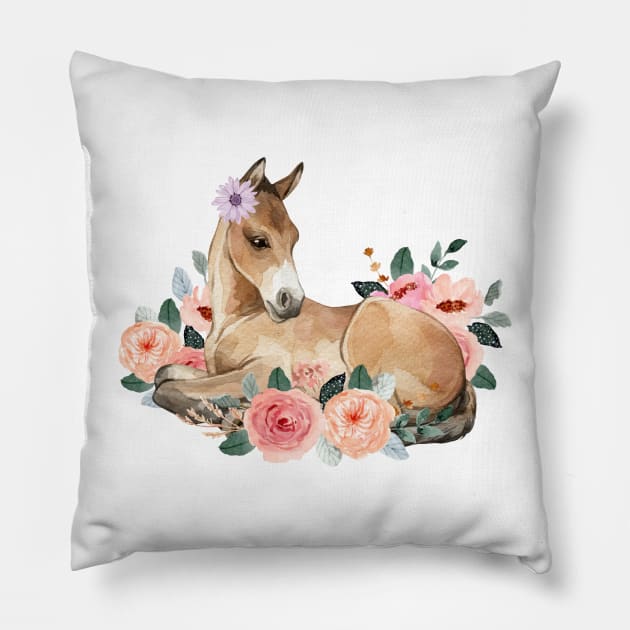 Floral Baby Horse Pillow by TrapperWeasel