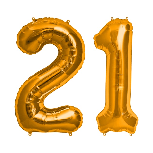 Orange 21st Birthday Metallic Helium Balloons Numbers by podartist