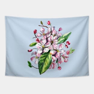 Apple Blossom Flowers Watercolor Painting Tapestry