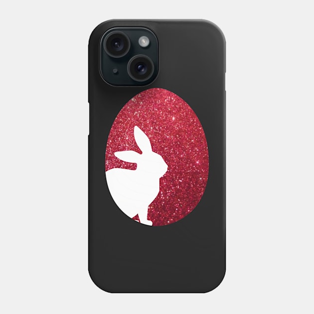 Easter Bunny Silhouette in Red Faux Glitter Easter Egg Phone Case by Felicity-K