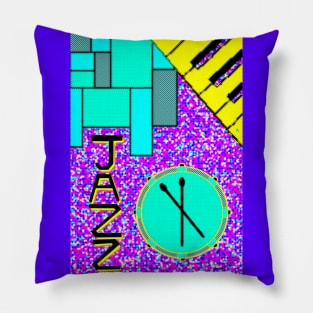 Halftone Retro Jazz Drum and Keyboard Pillow