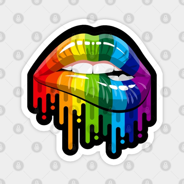 Rainbow Lips Magnet by BadDesignCo