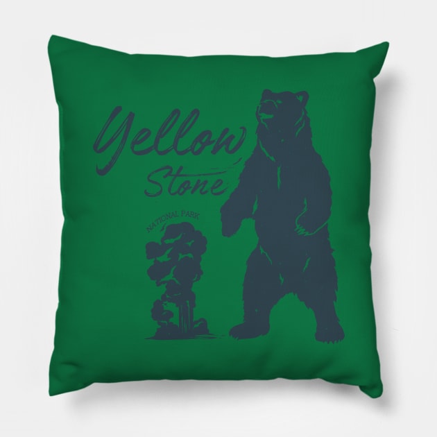 Yellowstone Bear  National Park Vintage design Pillow by Terrybogard97