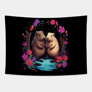 Beaver Couple Valentine Tapestry