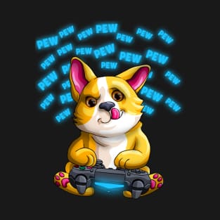 Pew Gamer Corgi Funny PewPewPew Video Gaming Gift T-Shirt