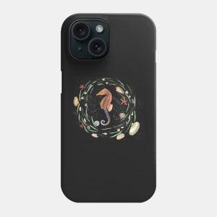 Seahorse with nautical wreath in watercolor Phone Case