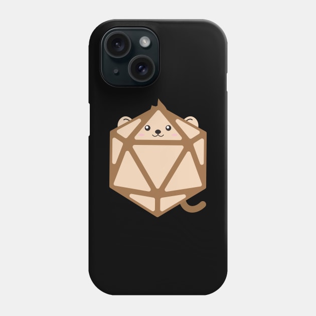 Polyhedral 20 Sided Dice Monkey - Tabletop RPG and Animal Lovers Mashup Phone Case by dungeonarmory