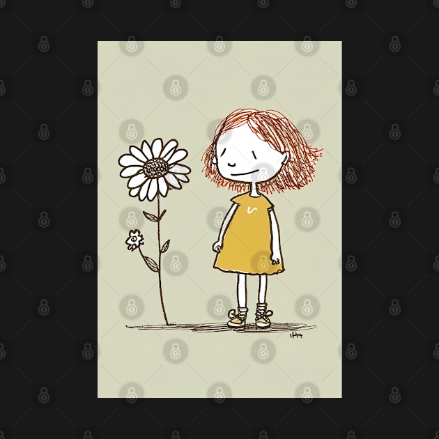 Cute Flower and Girl Illustration by unrealartwork