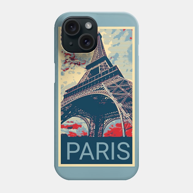 Paris in Shepard Fairey style Phone Case by Montanescu