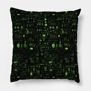 Network Circuit Design in Green and Black Pillow