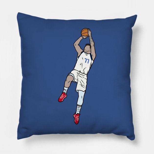 Luka Doncic Fadeaway 2 Pillow by rattraptees