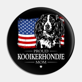 Proud Kooikerhondje Mom American Flag patriotic dog Pin