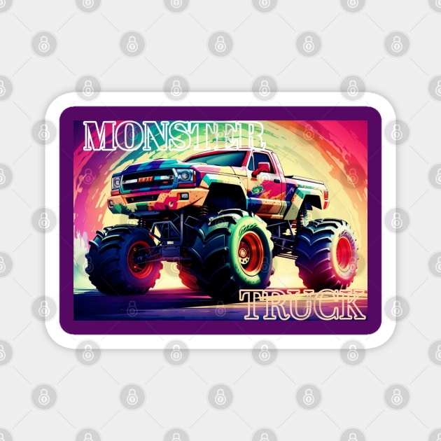 Rainbow monster truck Magnet by Aceplace Design