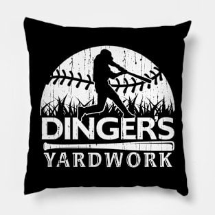 DINGERS YARDWORK FUNNY SOFTBALL BASEBALL HOME RUN HITTER BOMB SQUAD Pillow