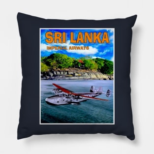 SRI LANKA Vintage Imperial AirwaysTrave and Tourism Advertising Print Pillow