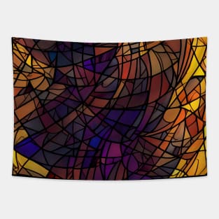 Stained Glass design pattern, seamless, golden tone, geometrical, abstract design. Tapestry