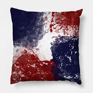 Hand-Drawn Abstract Red & Navy Floral Pattern on White Pillow