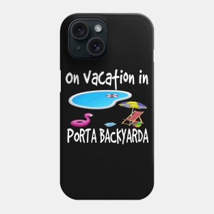 Staycation Pool Backyard Vacation Flamingo Flip-Flops Lounge Phone Case