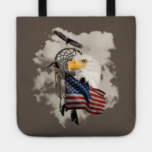 American Eagle With Dreamcatcher and US Flag Tote