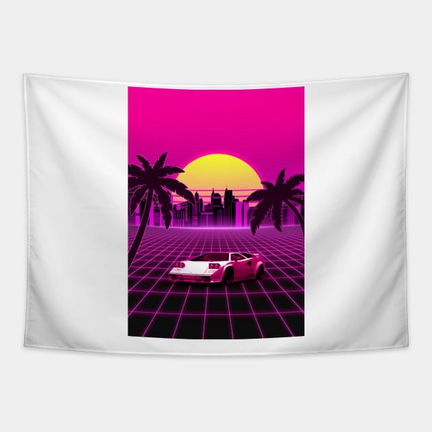 Retro sunset Tapestry by Kiboune