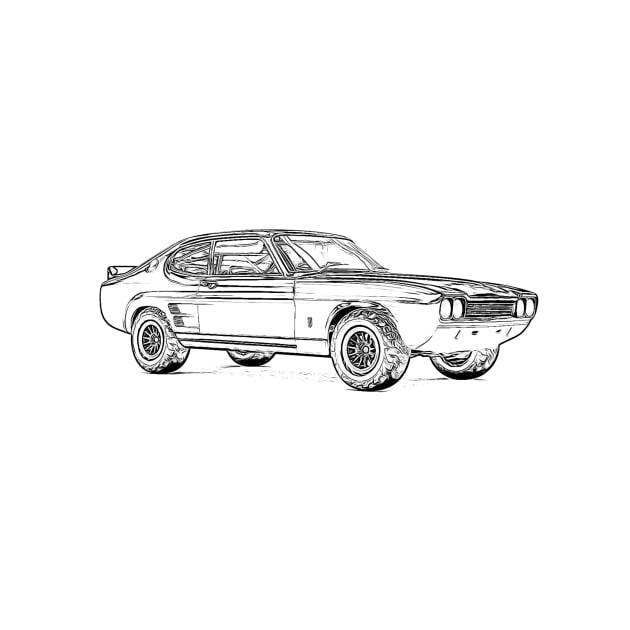 Ford Escort Custom Rally Wireframe by Auto-Prints