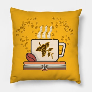 Coffee and reading - a cup of coffee placed on top of an open book Pillow