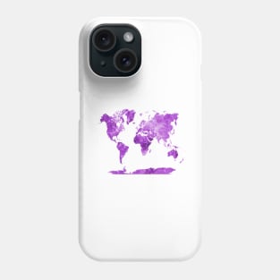 World Map in Watercolor Purple Phone Case