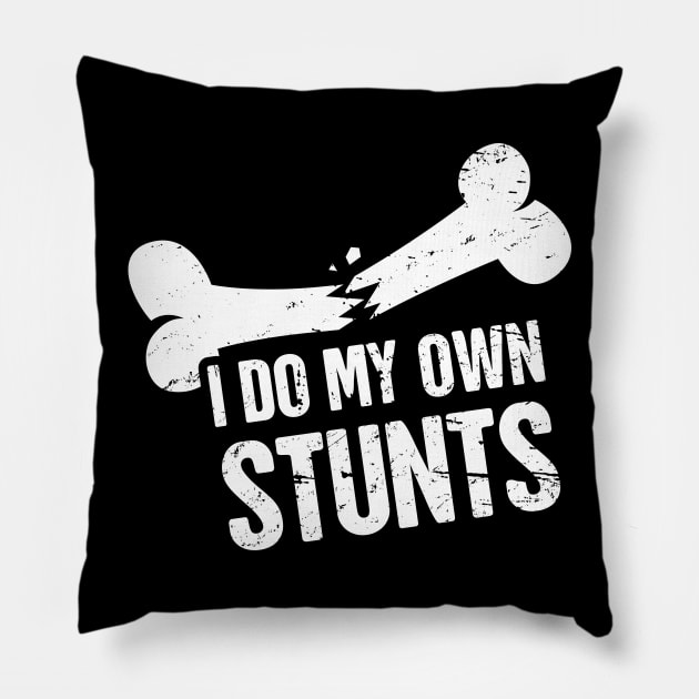 Stunts - Funny Broken Collarbone Get Well Gift Pillow by MeatMan