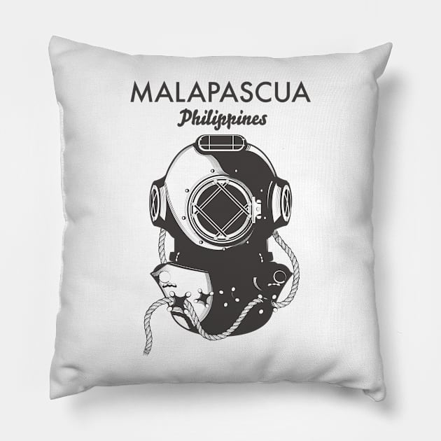 Malapascua Philippines Diving travel poster Pillow by nickemporium1