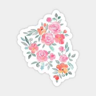 Amelia Floral in Pink and Peach Watercolor Magnet