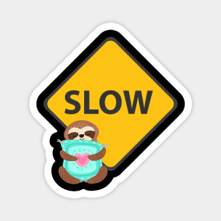 Sleeping Sloth Snuggling a Pillow Magnet