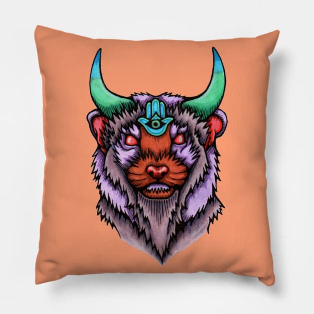 The Mongoose Shaman Pillow by The Genierium