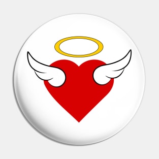 Winged Red Heart 02 White Pin