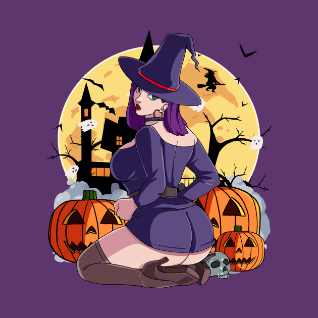 Sexy Witch Pumpkin Jack-O-Lantern by Noseking