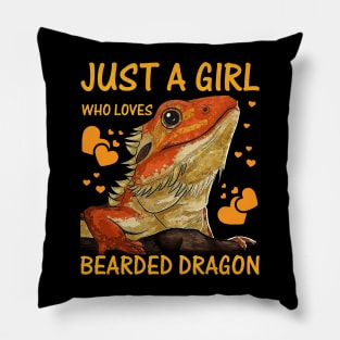 Just a Girl Who Loves Bearded Dragons Lizard Reptile Pillow