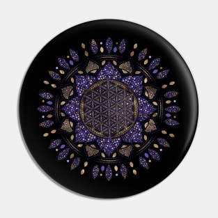 Flower of Life Dot Art Pastels, purples and gold Pin