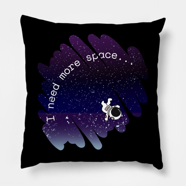 I Need More Space Funny Pun Astronaut Stars Distressed Pillow by Apathecary